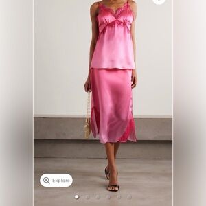 Dodo Bar Or Aia lace-trimmed silk-satin midi skirt NWT